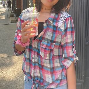 American Rag Cie (Size XL, Good Used Condition, Pink/Blue/White/Black Plaid)